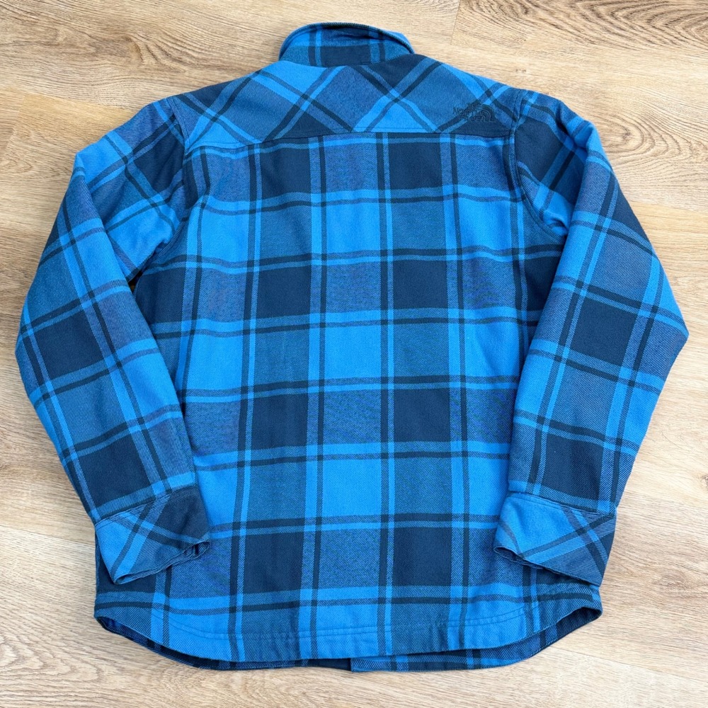 The North Face Quilted Flannel Shirt Jacket Mens Small Blue Outdoors Hiking - Picture 8 of 10